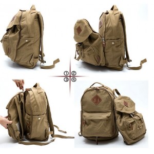 khaki Vintage canvas rucksack