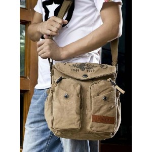 khaki shoulder book bag