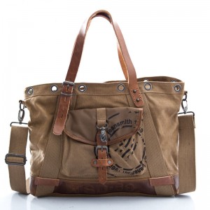 Khaki Canvas handbag, canvas satchel bag