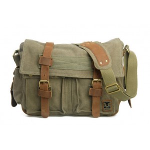 Army green canvas shoulder bag