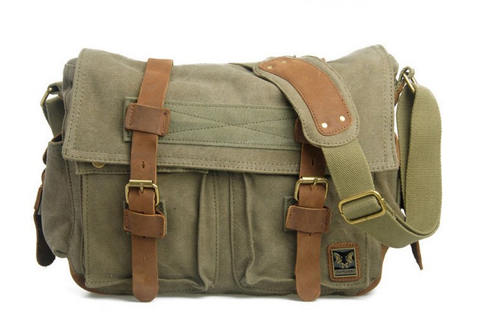 Army canvas shoulder bag, vintage shoulder bag   BagsEarth