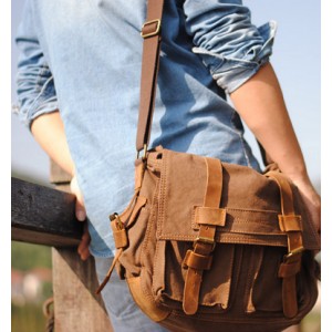 mens Army canvas shoulder bag