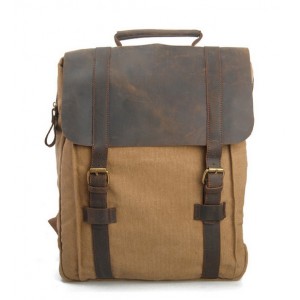 khaki Vintage canvas rucksack backpack