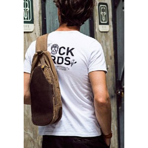 khaki backpacks with one strap
