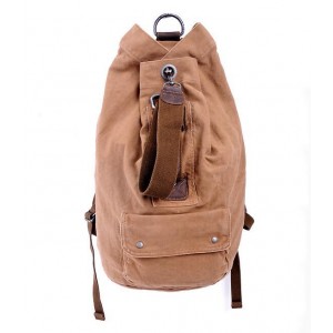 Genuine Leather Canvas Backpack