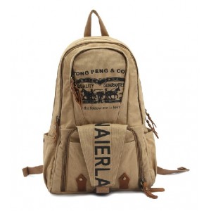 Leather and canvas backpack, vintage canvas rucksack backpack
