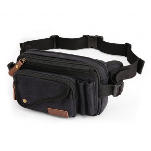 black Eco Friendly Portable Canvas Fanny Packs