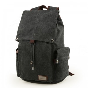 black Classical Canvas Laptop Rucksack For College