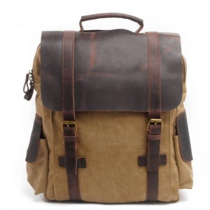 KHAKI Canvas Backpack With Side Pockets