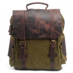ARMY GREEN Canvas Backpack With Side Pockets