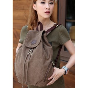 khaki canvas knapsack backpack