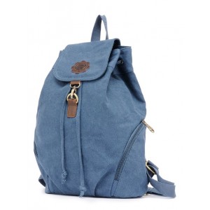 blue canvas knapsack backpack