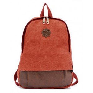 red Vintage canvas backpack for women