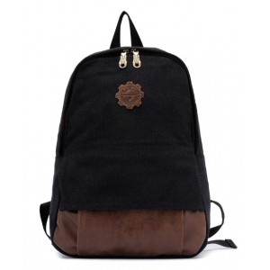 black Vintage canvas backpack for women
