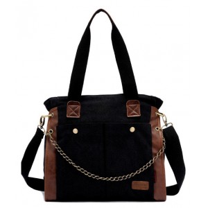 black Canvas shoulder bag women