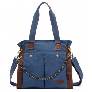 blue Canvas shoulder bag women