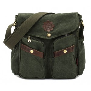 Vintage canvas messenger bag men, black canvas satchels