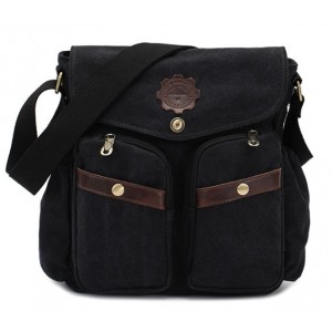 black Vintage canvas messenger bag