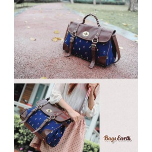 Blue Canvas Satchel Bag For Women