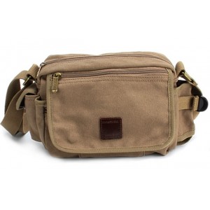 khaki canvas messenger bag