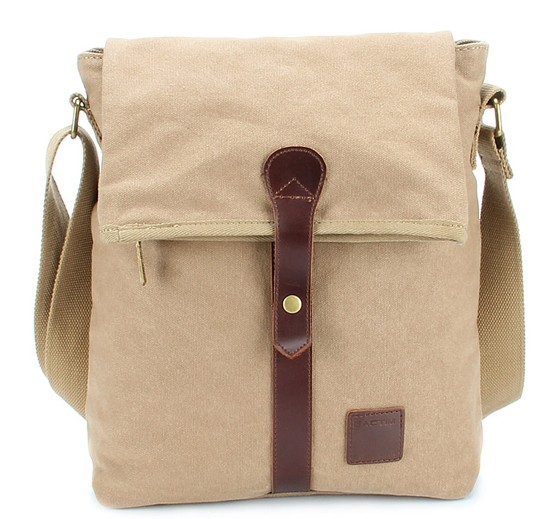 IPAD canvas and leather messenger bag, messenger bag canvas - BagsEarth