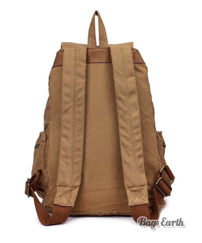 Canvas Travel Rucksack, Cool Laptop Backpack Coffee Black Khaki - BagsEarth