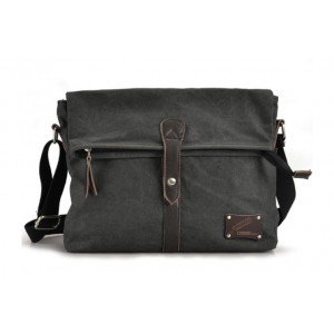 Canvas messenger bag black, canvas satchel bag for men - BagsEarth
