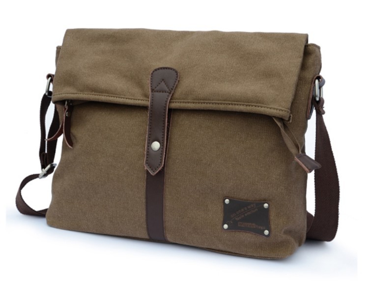 Canvas messenger bag black, canvas satchel bag for men - BagsEarth