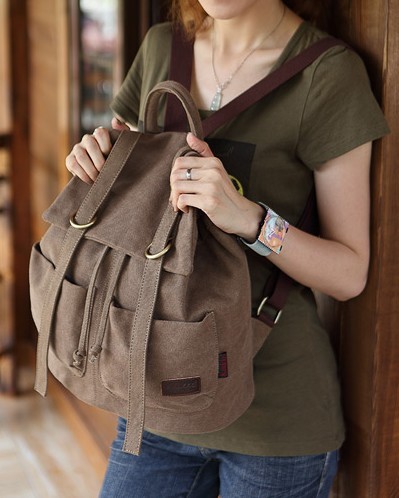 Cute canvas backpack, canvas rucksack school backpack - BagsEarth