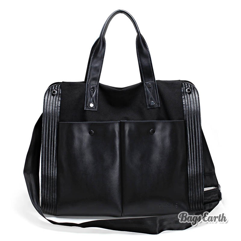 Leisure Leather Canvas Handbag, Black Shoulder Bags - BagsEarth