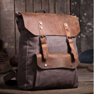 Vintage canvas knapsacks, canvas and leather backpack for men