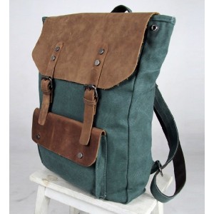 Vintage canvas knapsacks, canvas and leather backpack for men - BagsEarth