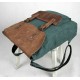 green canvas and leather backpack for men