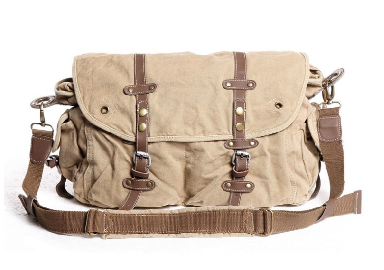 Briefcase messenger bag, canvas field bag - BagsEarth