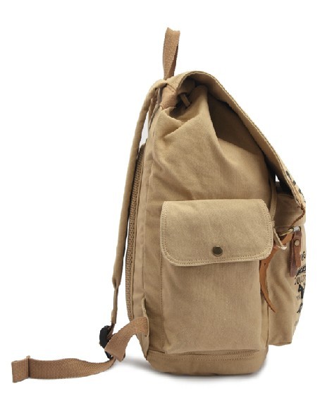 Leather and canvas rucksack, fashion canvas backpacks for girls - BagsEarth