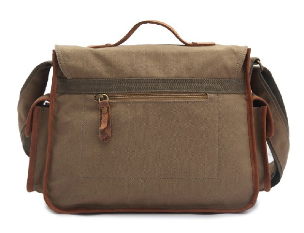 Canvas and leather satchel, canvas shoulder bag - BagsEarth