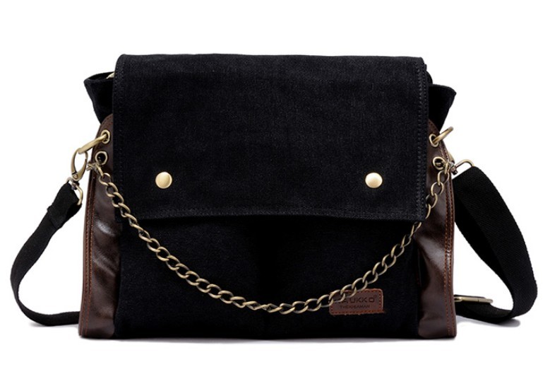 Black canvas messenger bags for women, canvas satchels - BagsEarth